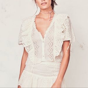 LoveShackFancy Kim Top Ivory
